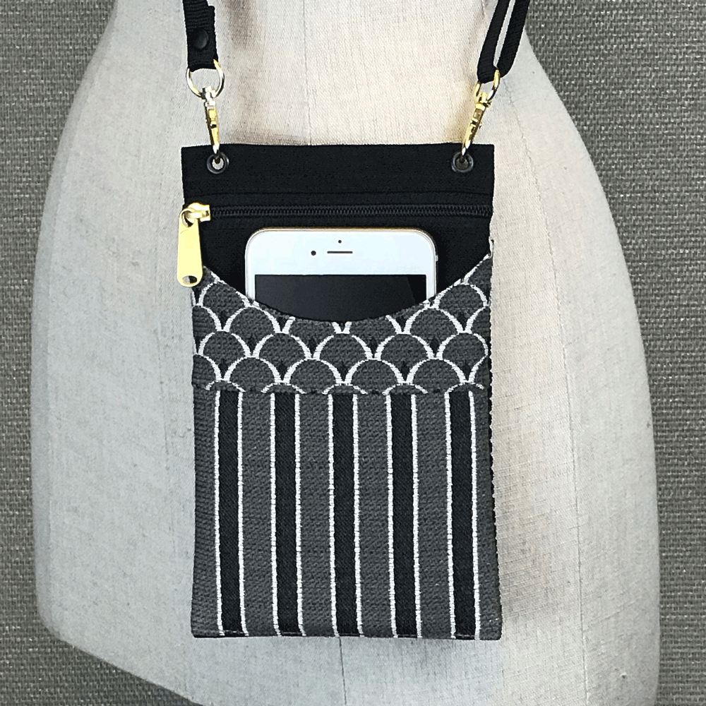 Phone Bag - Grey fabric mobile phone holder